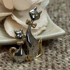 Two Toned Cat Brooch  Toned Cat Brooch
